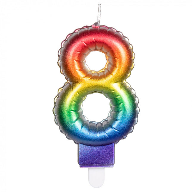 Feestbazaar Kaarsje Regenboog Cijfer 8