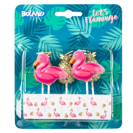 Feestbazaar Kaarsjes Flamingo/ananas (5st)