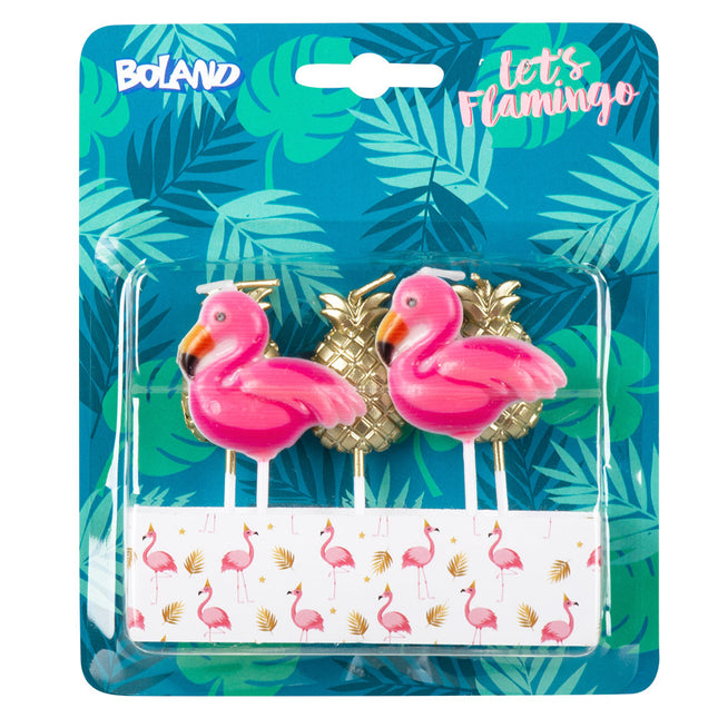 Feestbazaar Kaarsjes Flamingo/ananas (5st)