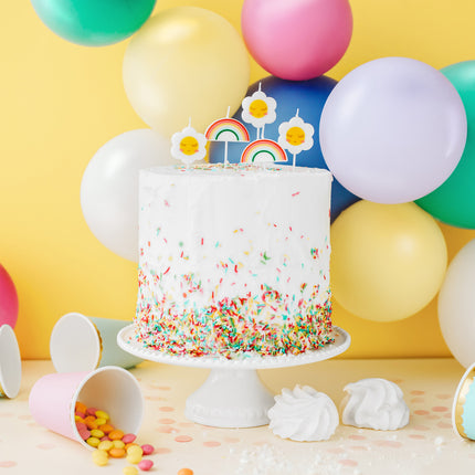 Feestbazaar Kaarsjes Madeliefjes En Regenbogen (5st)