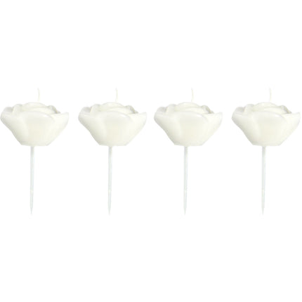 Feestbazaar Kaarsjes Witte Rozen - 4 Stuks