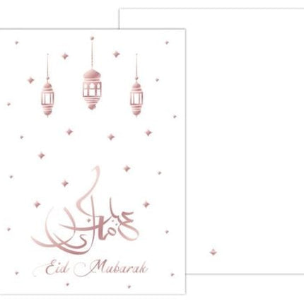 Feestbazaar Kaart Eid Mubarak - Wit/Rose