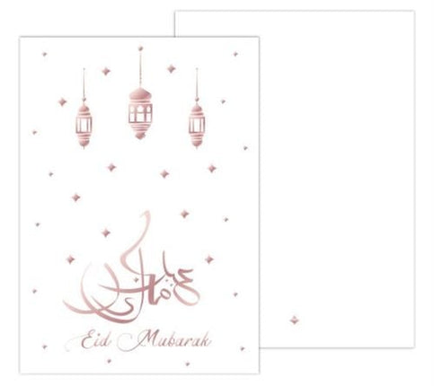 Feestbazaar Kaart Eid Mubarak - Wit/Rose