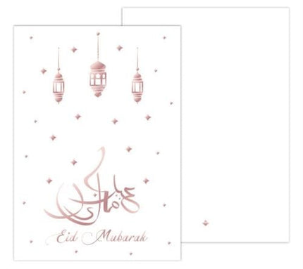 Feestbazaar Kaart Eid Mubarak - Wit/Rose