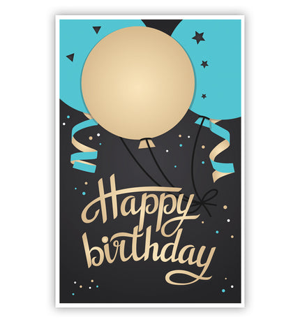 Feestbazaar Kaart Happy Birthday Blauw/Goud Ballonnen