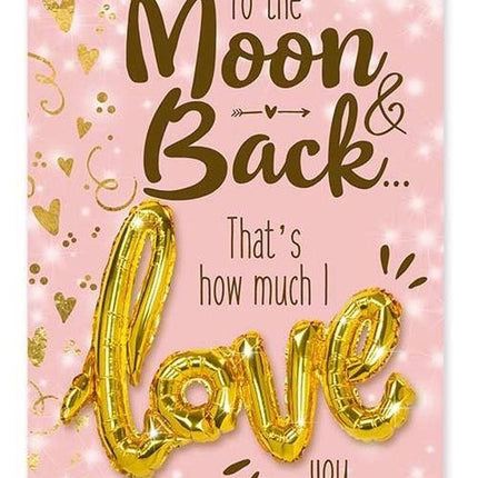 Feestbazaar Kaart "Moon & Back" + Love ballon