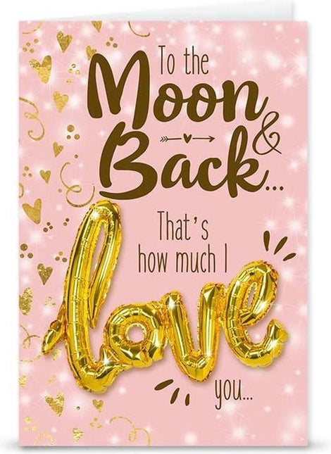Feestbazaar Kaart "Moon & Back" + Love ballon