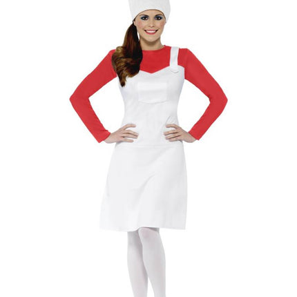 Feestbazaar Kabouter kostuum vrouw rood/wit