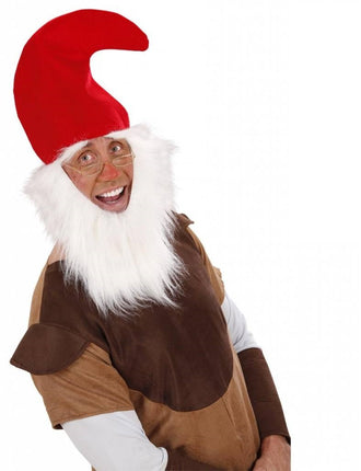 Feestbazaar Kaboutermuts met baard en wenkbrauwen kind