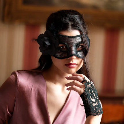 Feestbazaar Kanten masker Mystique zwart