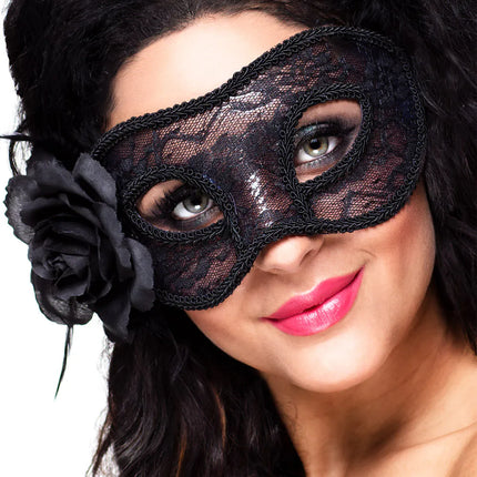 Feestbazaar Kanten masker Mystique zwart