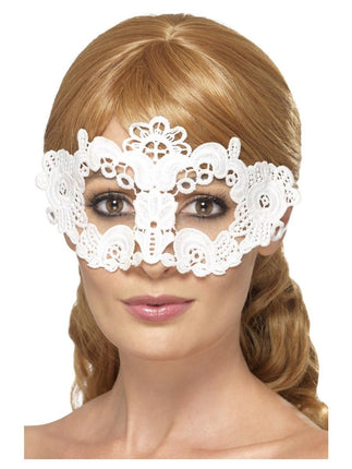 Feestbazaar Kanten Oogmasker Bloemen Wit