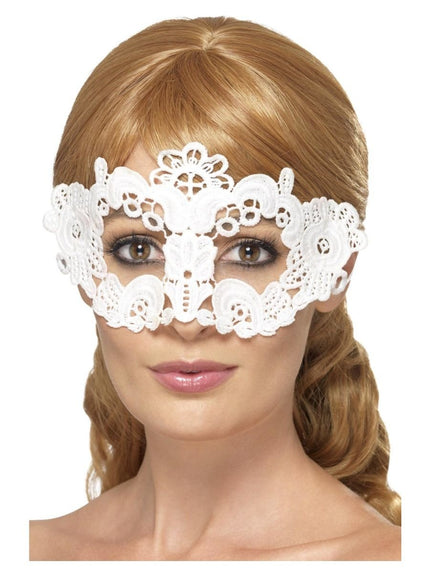 Feestbazaar Kanten Oogmasker Bloemen Wit