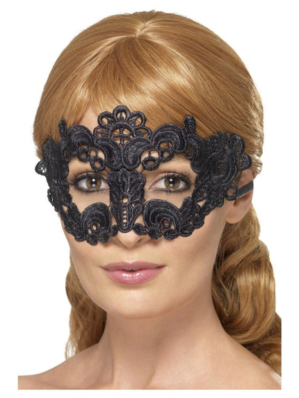Feestbazaar Kanten Oogmasker Zwart Bloemen