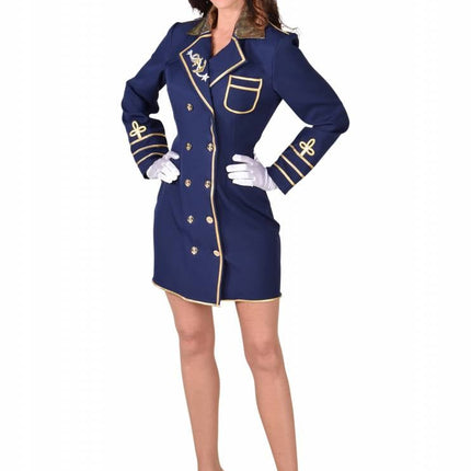 Feestbazaar Kapitein jurk dames blauw