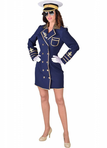 Feestbazaar Kapitein jurk dames blauw
