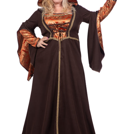 Feestbazaar Kasteeldame Jurk Bruin/Oranje Premium