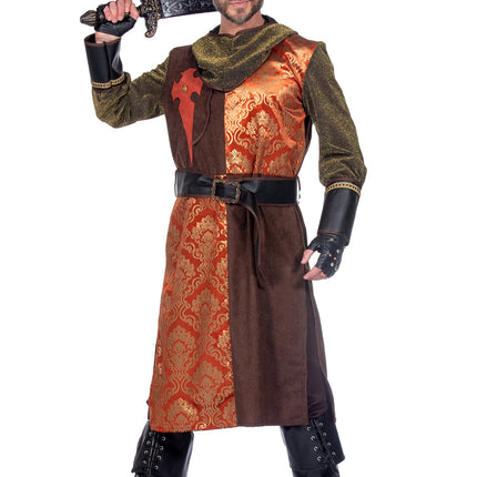 Feestbazaar Kasteelheer Kostuum Heren Bruin/Oranje Premium