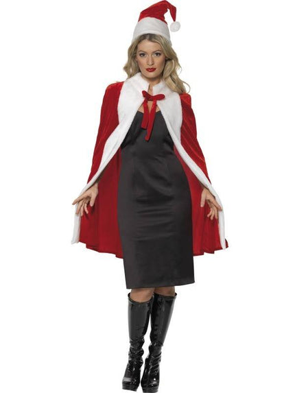 Feestbazaar Kerst cape luxe met muts