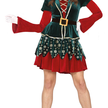 Feestbazaar Kerst Elf Kostuum Fluweel Dames