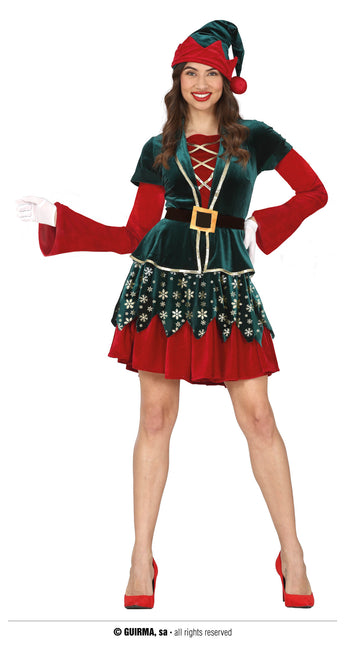 Feestbazaar Kerst Elf Kostuum Fluweel Dames