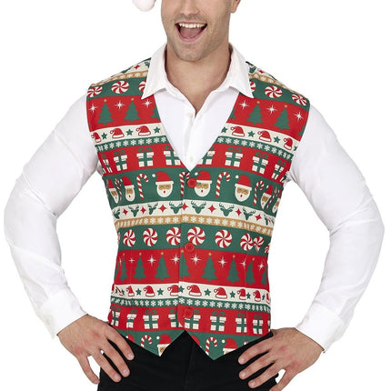 Feestbazaar Kerst Gilet Heren Candy Cane