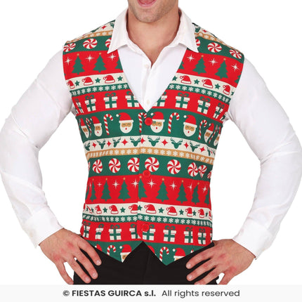 Feestbazaar Kerst Gilet Heren Candy Cane