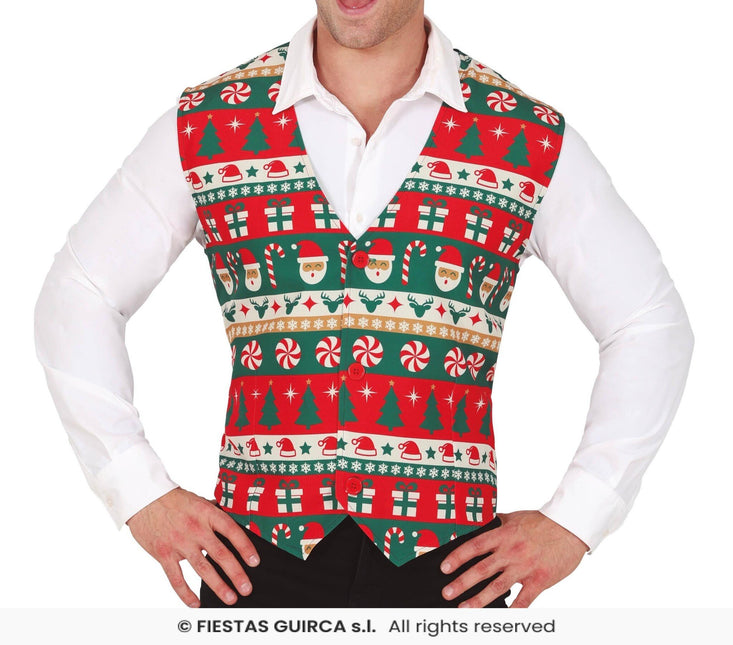 Feestbazaar Kerst Gilet Heren Candy Cane