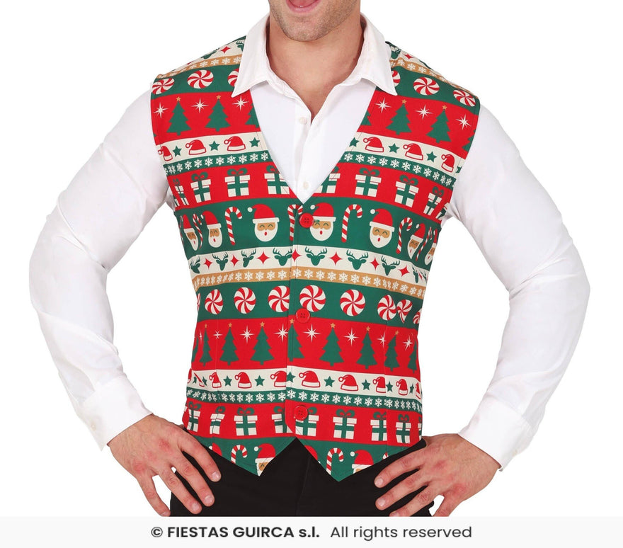 Feestbazaar Kerst Gilet Heren Candy Cane