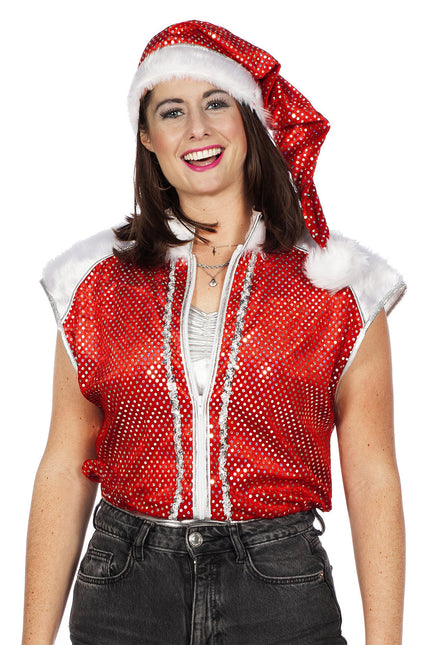 Feestbazaar Kerst Glitter Jasje en Muts Dames