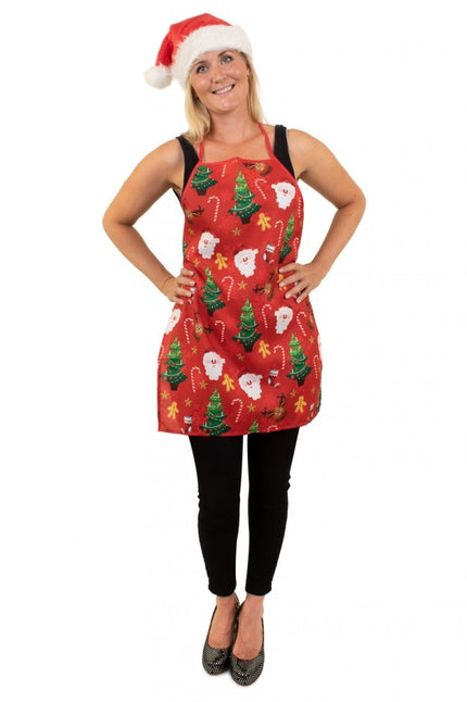Feestbazaar Kerst Keukenschort Rood