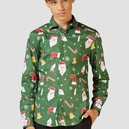 Feestbazaar Kerst Overhemd Tiener Groen Opposuits