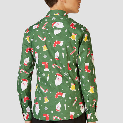 Feestbazaar Kerst Overhemd Tiener Groen Opposuits