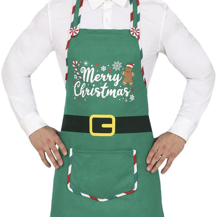 Feestbazaar Kerst Schort Elf Merry Christmas Groen