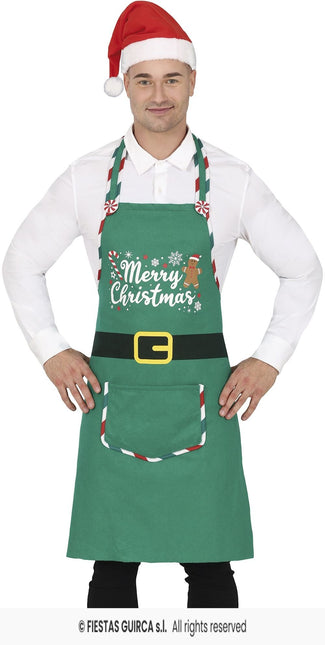 Feestbazaar Kerst Schort Elf Merry Christmas Groen