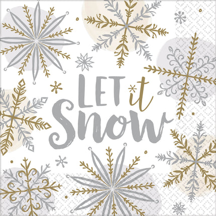 Feestbazaar Kerst Servetten Let It Snow (16st)