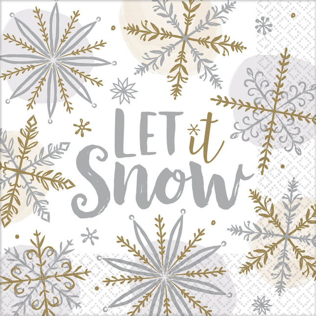 Feestbazaar Kerst Servetten Let It Snow (16st)
