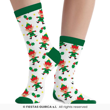 Feestbazaar Kerst Sokken Elfjes Volwassenen Wit