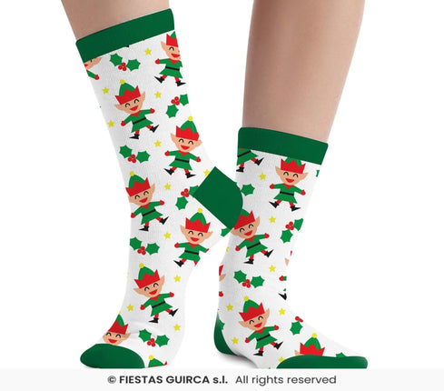 Feestbazaar Kerst Sokken Elfjes Volwassenen Wit