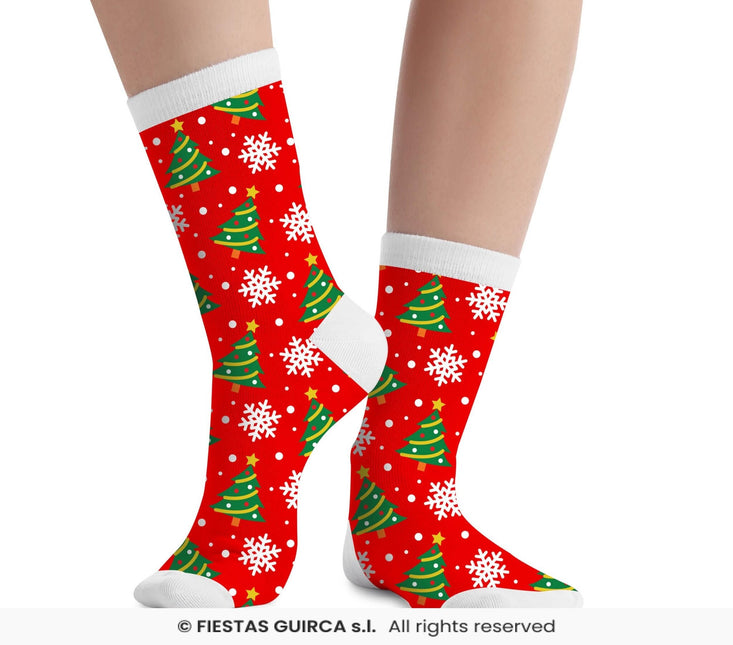 Feestbazaar Kerst Sokken Kerstboom Kind Rood