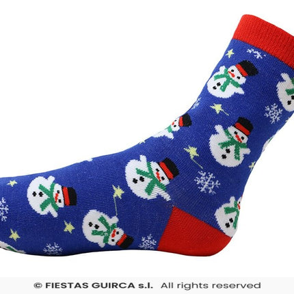 Feestbazaar Kerst Sokken Sneeuwpop Volwassenen Blauw