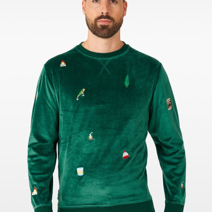 Feestbazaar Kerst Sweater Groen X-Mas Icons Opposuits Deluxe