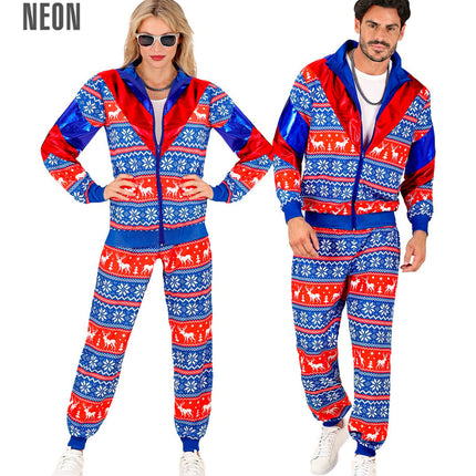 Feestbazaar Kerst Trainingspak Rood Blauw Unisex