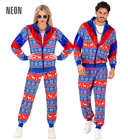 Feestbazaar Kerst Trainingspak Rood Blauw Unisex
