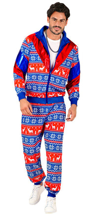 Feestbazaar Kerst Trainingspak Rood Blauw Unisex