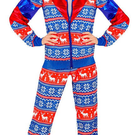 Feestbazaar Kerst Trainingspak Rood Blauw Unisex