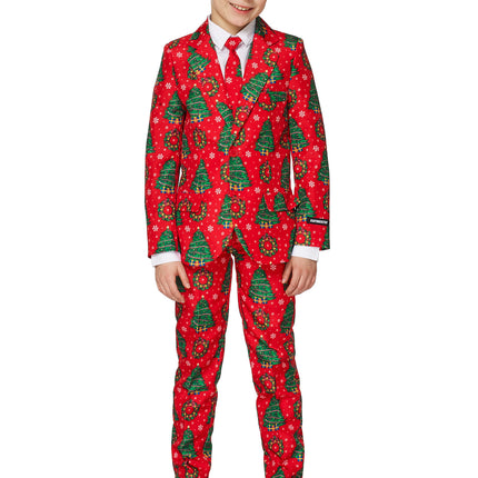 Feestbazaar Kerstboom maatpak kind rood