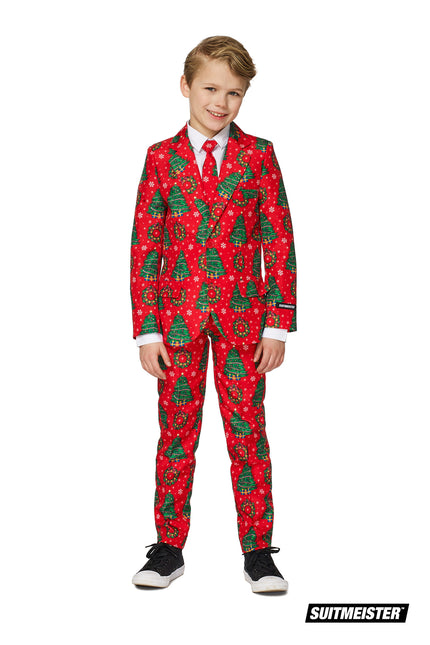 Feestbazaar Kerstboom maatpak kind rood