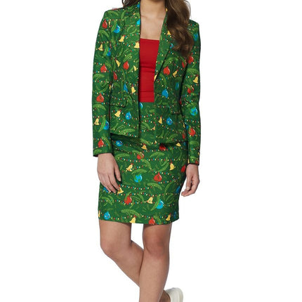 Feestbazaar Kerstboom Mantelpak Dames groen