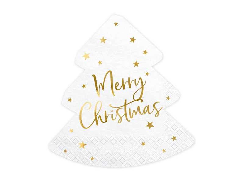 Feestbazaar Kerstboom Servetten Merry Christmas Wit (20st)